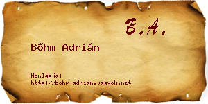 Bőhm Adrián névjegykártya